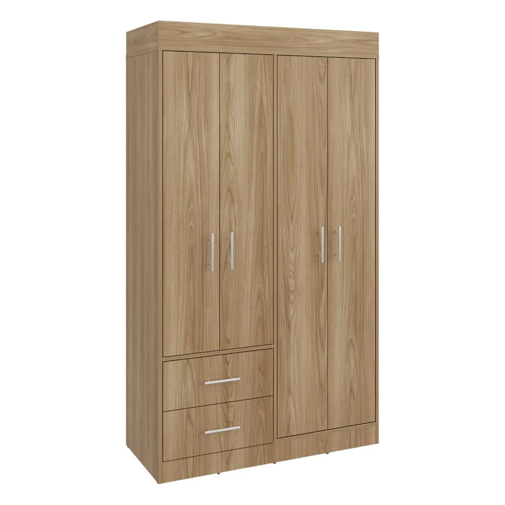 Closet Houston, Fresno Europeo y Wengue , Con Cuatro Puertas Batientes y Dos Cajones Con Amplio Espacio De Almacenamiento...
