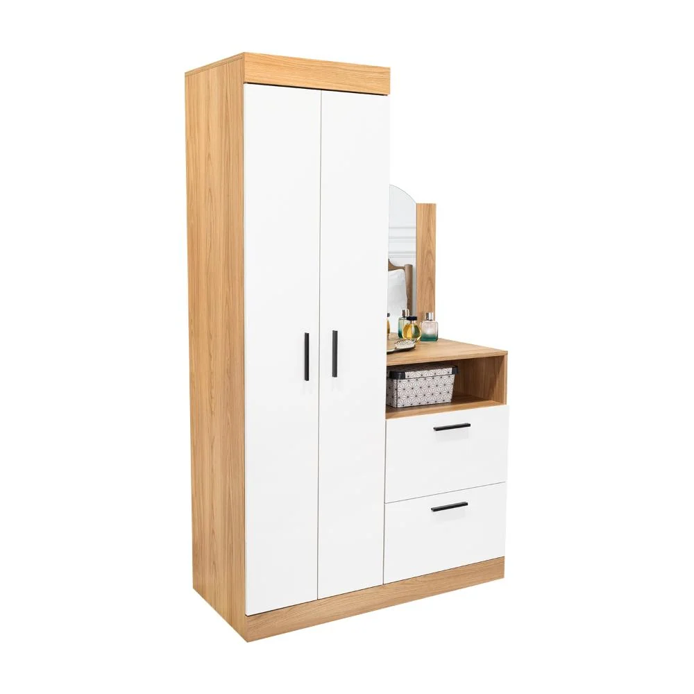 Closet Tocador Praga, Fresno y Blanco, con diseño moderno incluye Espejo VM Hogar