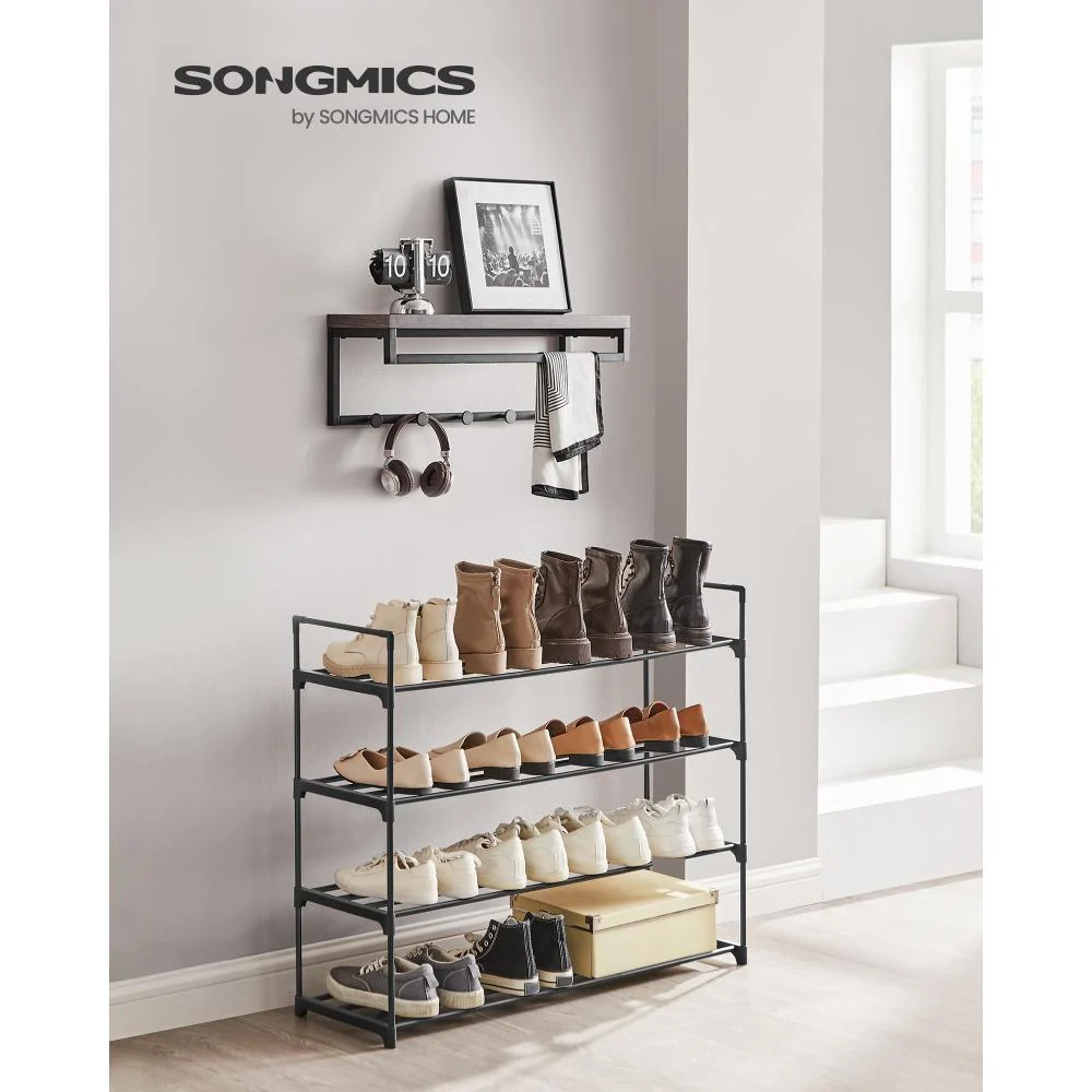 Zapatero Songmics 4 Niveles, Negro, para 24 pares de Zapatos VM Hogar