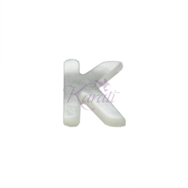 Dije Madre Perla Inicial K 10x8mm Blanco Reluciente con Mango Telescópico