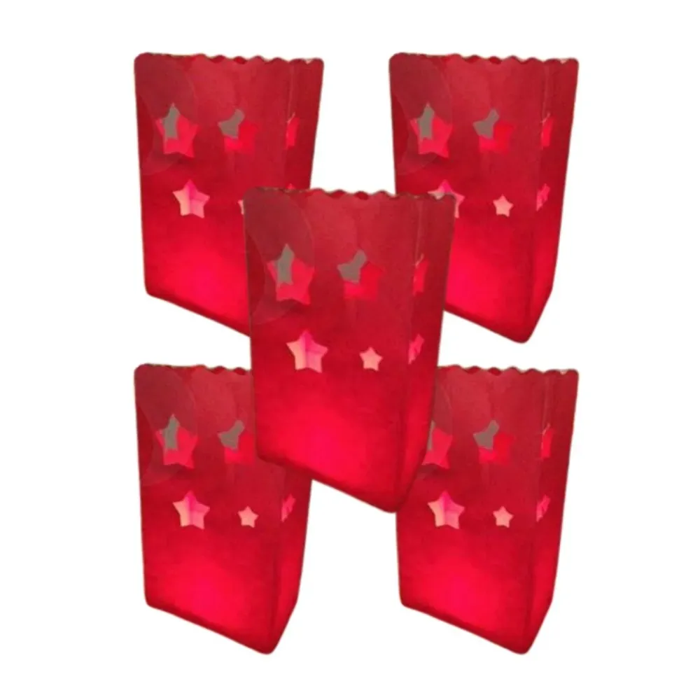 Lightbags Bolsas de papel Pack 5 unidades "Rojo Stars" Fácil de Cortar