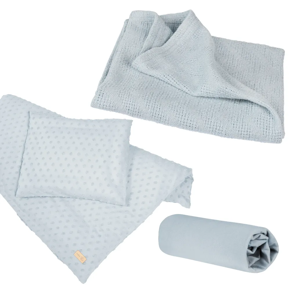 Largo Organic Gift Set 'Lil Planet' Light Blue, Biológico Bed Linen, Fitted Sheet & Blanket, GOTS