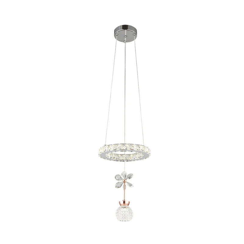 Plástico Moderne 1/3/5 Heads Kroonluchter Hanglamp Chroom Cirkel/Gear Hanglamp Kit met Kuiltjes Kristallen Schaduw