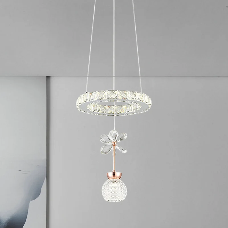 Plástico Moderne 1/3/5 Heads Kroonluchter Hanglamp Chroom Cirkel/Gear Hanglamp Kit met Kuiltjes Kristallen Schaduw