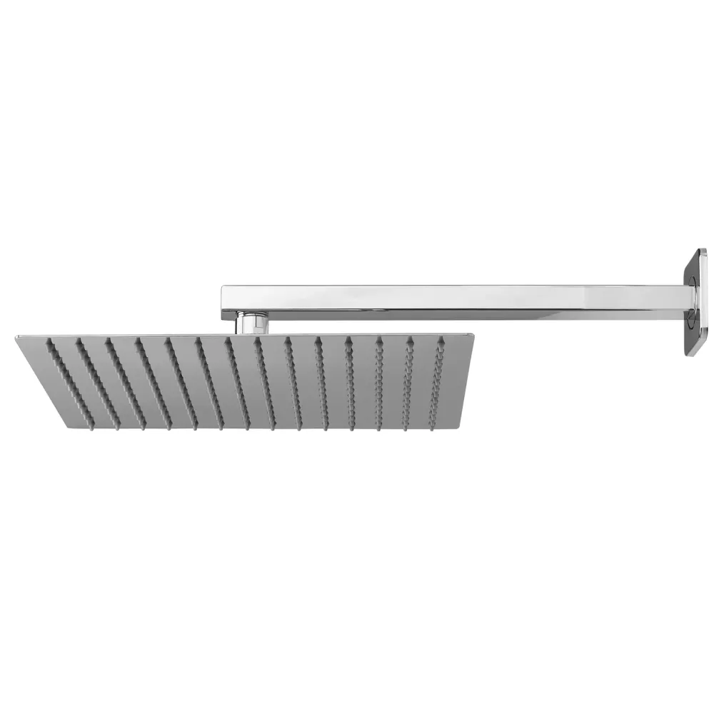 Soffione de ducha cuadrado ultraslim 30x30 con brazo de ducha en acero inoxidable pulido de Ares