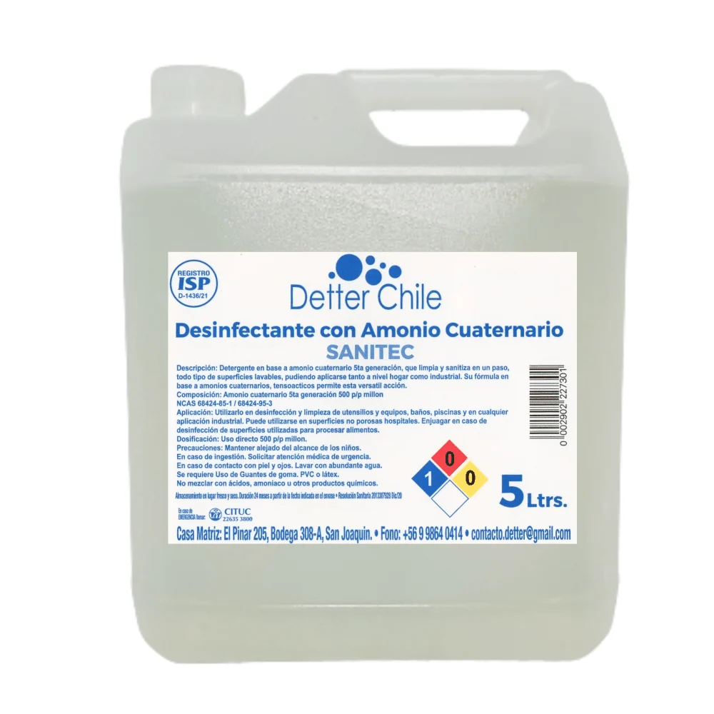 Profesional Certificado Limpiador Multiuso Sanitizante 5 Lt