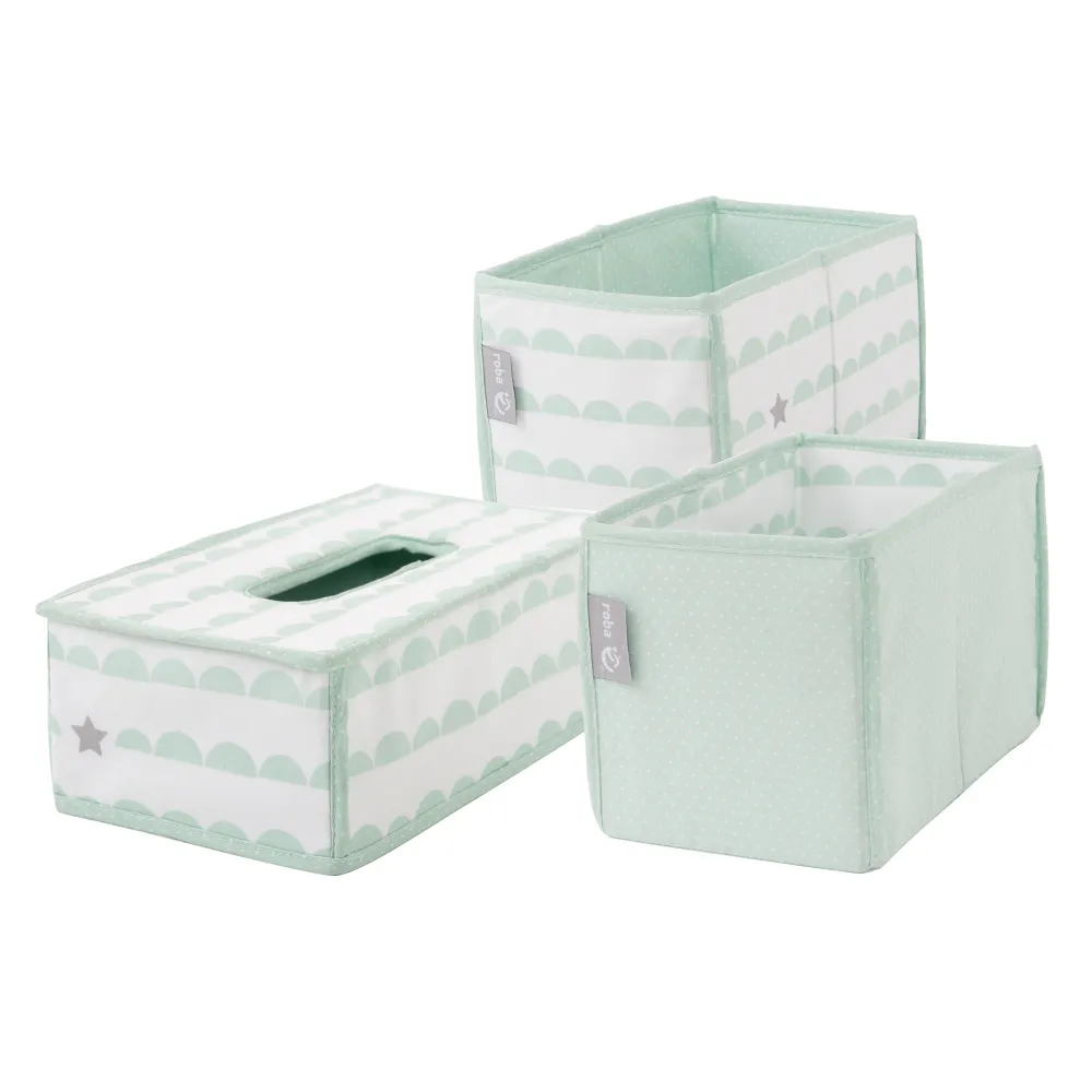 Set organizer per la cura 'Happy Cloud', 3 pezzi, 2 scatole per pannolini e accessori, 1 scatola per la salviettina umidif...