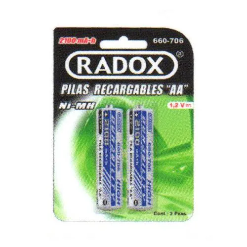 PILAS RECARGABLES TIPO "AA" NI-MH 1.2 V 2100mAH RADOX 660-706 para Dispositivos de Alto Consumo