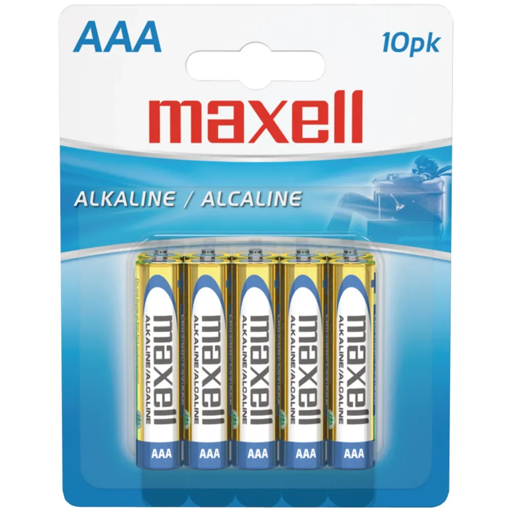 Baterías Alcalinas Maxell | AAA | 10 unidades con Cargador Incluido