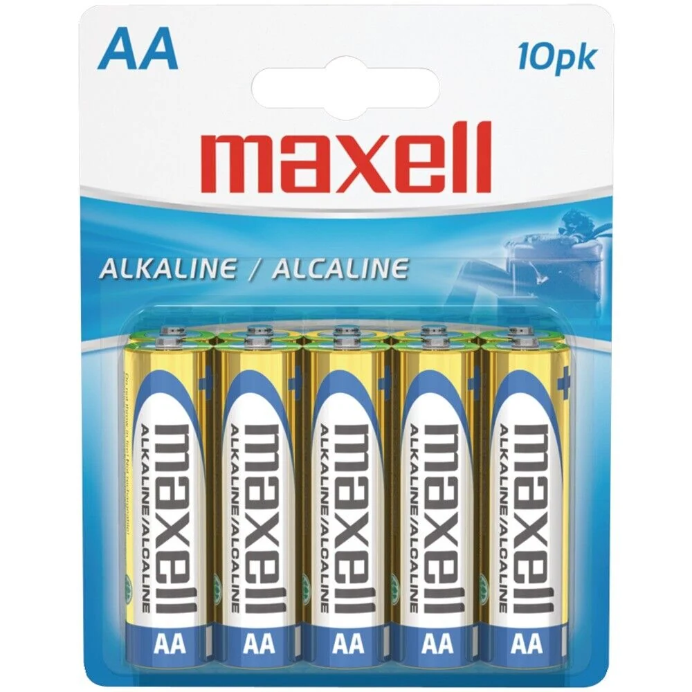 Baterías Alcalinas Maxell | AA | 10 unidades para Dispositivos de Alto Consumo