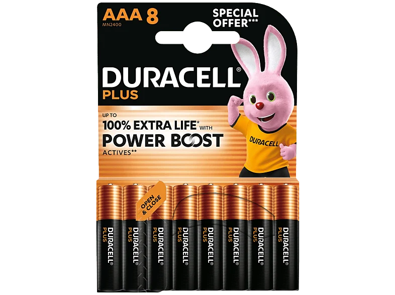 DURACELL Alkaline Mainline Bst AAA X8 SO Pile con Garantí