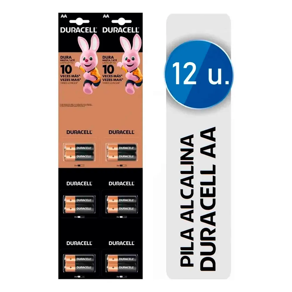 Pack de Pilas Duracell Pila Alcalina AA Pack 12 Unidades Display