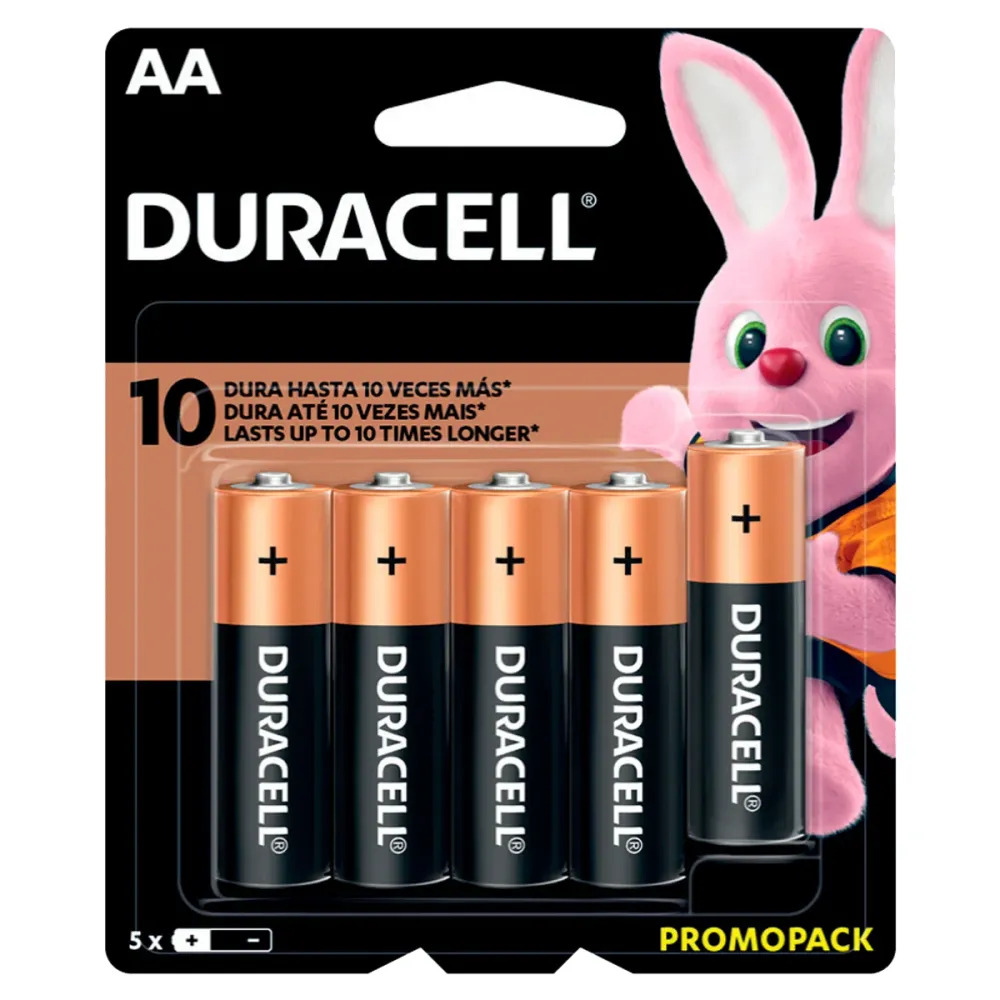 Pila alcalina Duracell® "AA", 5 piezas Surtek con Garantí