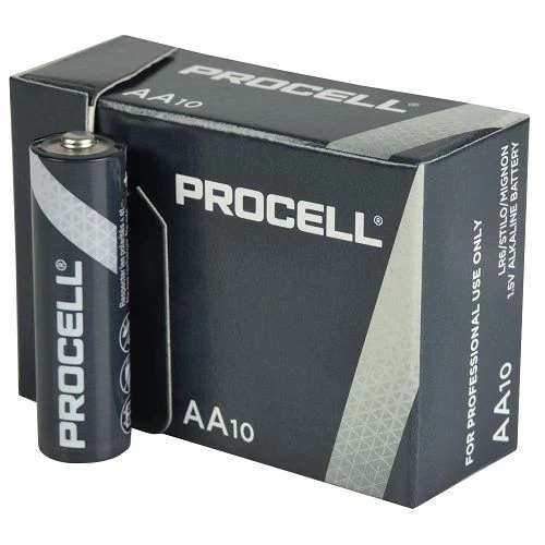 PILA DURACELL PROCELL AA ( pack de 10 uds ) con Estuche de Almacenamiento