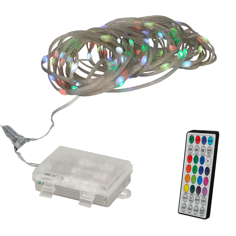 Luces Navidad Luz Colorido 80 Microled Pilas Con Mando. Uso Interno / Externo Protección IP44. 3 Baterias AA para Juguetes