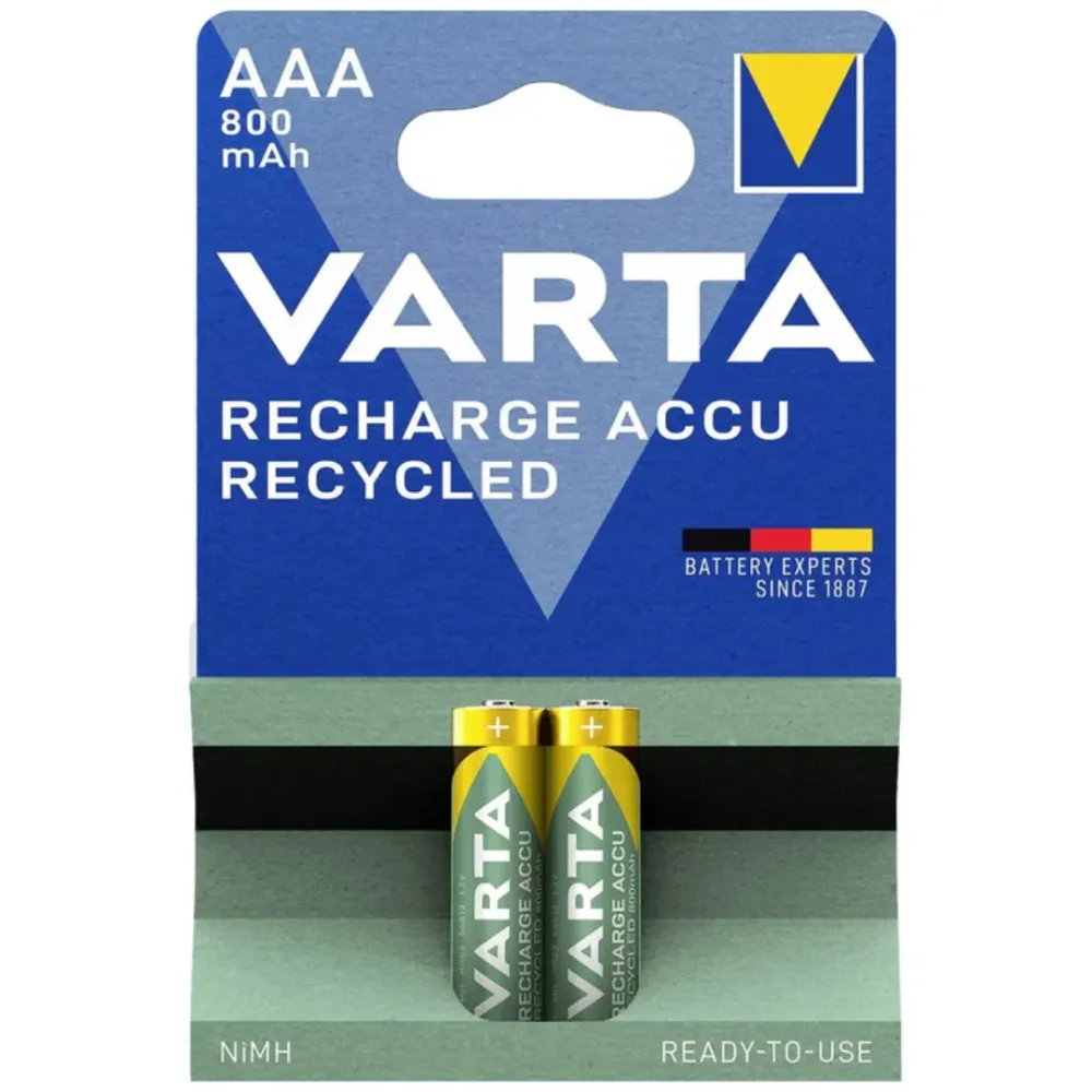 Pack de 2 piles rechargeables AAA 800 mAh 1.2 V – Économiques & Durables varta
