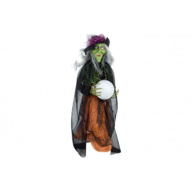 Recargables Premium Sorcière Debout Halloween Son & Lumière – 110 cm – Plastique Noir – 3 Piles AAA