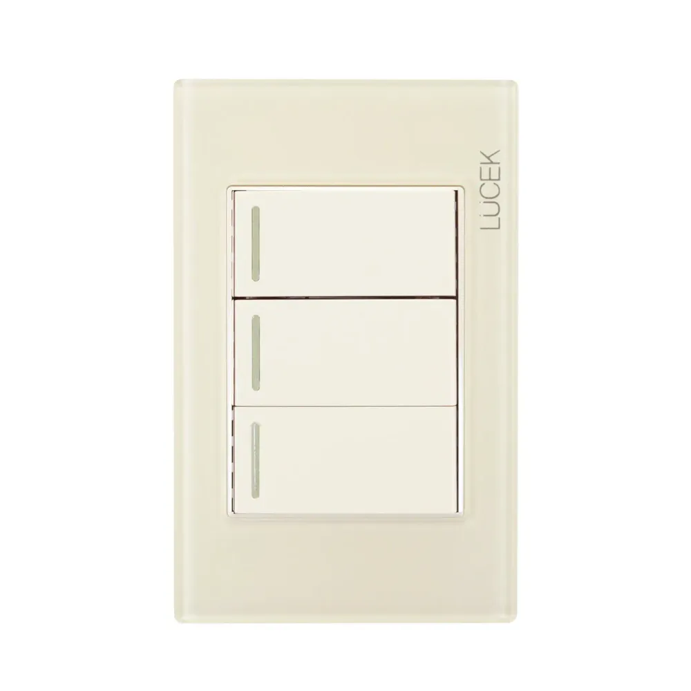 Placa lucek colors c/3 apagadores sencillos hueso para Dispositivos de Alto Consumo