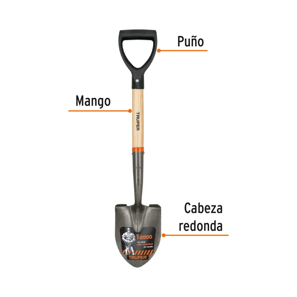 Pala cajuelera redonda, puño "d" con Tecnologí de Larga Duración