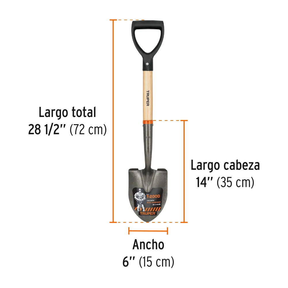Pala cajuelera redonda, puño "d" con Tecnologí de Larga Duración