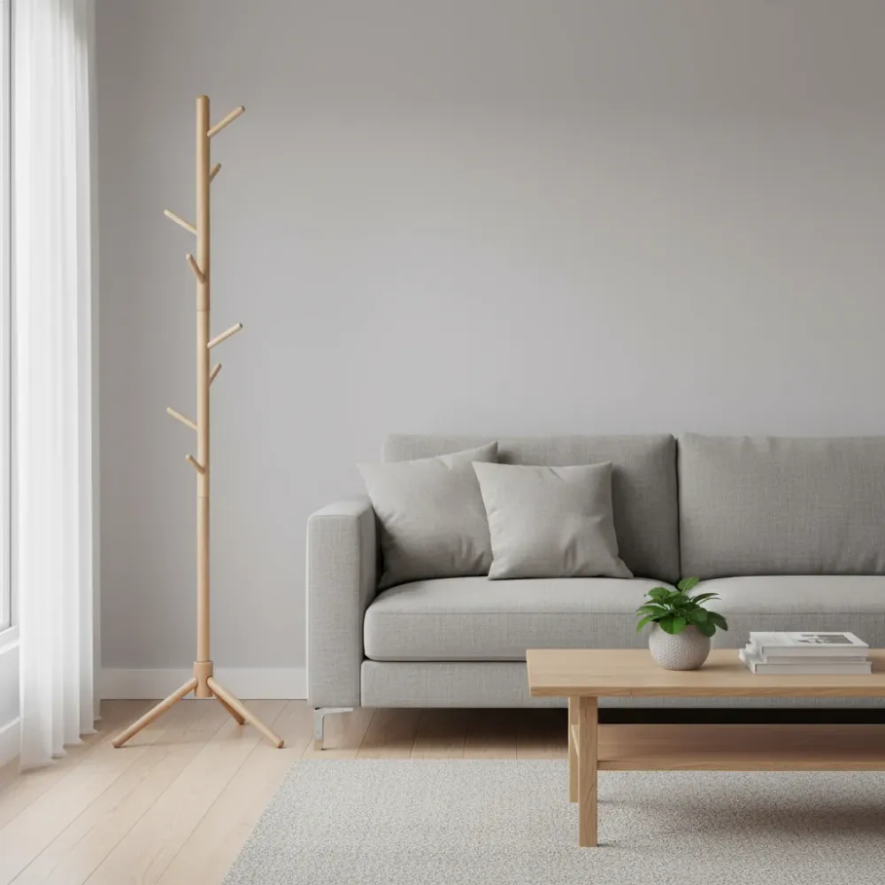Beukenhouten kapstok met driepoot – minimalistisch design 37 × 37 × 170 cm