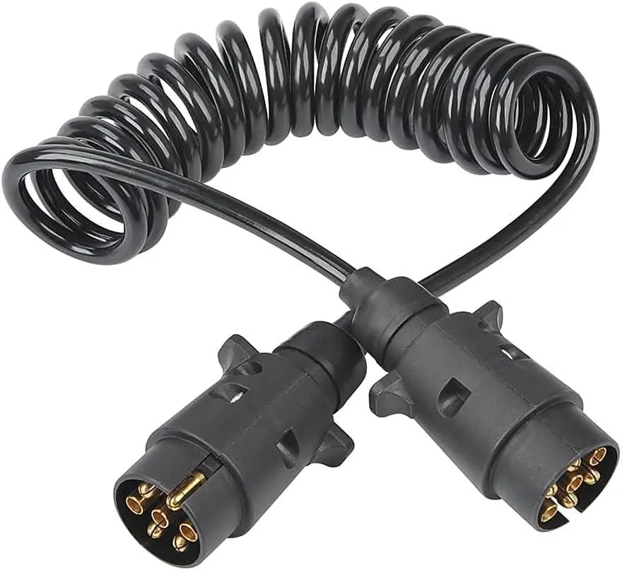 Cable Extensión 7 Pines Espiral 3.5M Alta Resistencia Remolques con Estuche de Almacenamiento