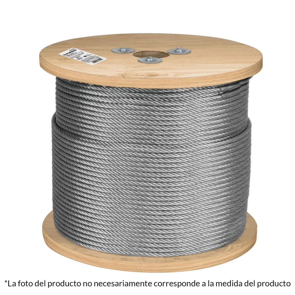 Cable rígido de acero 3/16', 7x7, 300 m para Mandos Distancia