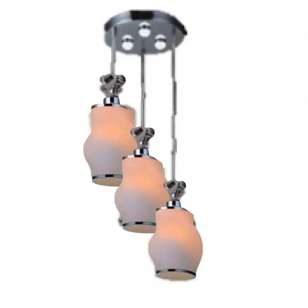 Candil pantalla zigzag3 luces led e27 base cromada iidsa con Tecnologí de Larga Duración