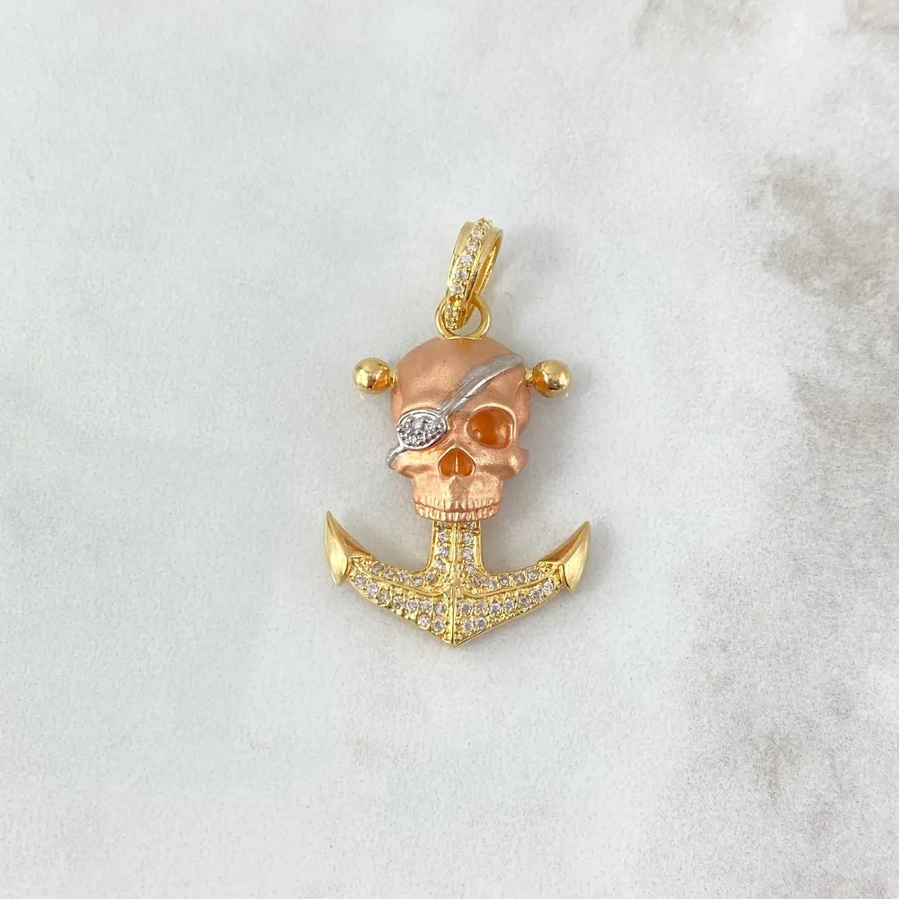 Cargador Inteligente Dije Ancla Calavera 7gr / 3.7cm / Circones Blancos Tres Oros ©