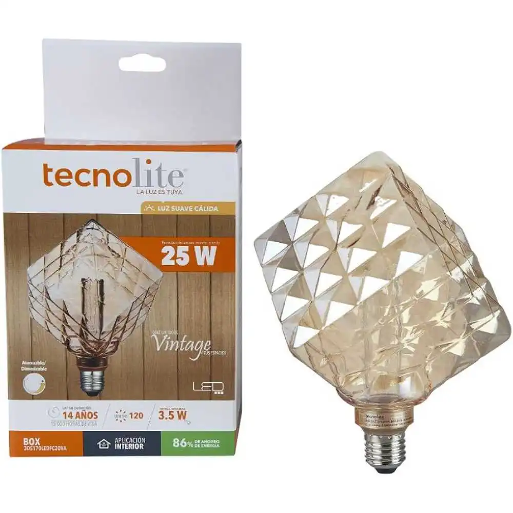 Kit de 3 focos led box tipo antiguo atenuable 3.5W luz blanca calida para base e27 tecnolite de Baja Autodescarga