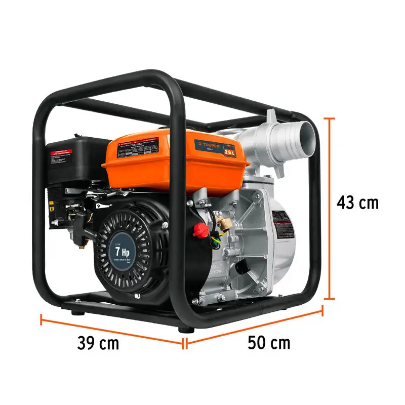 Motobomba autocebante 3" x 3" gasolina 7 hp, truper con Cargador Incluido