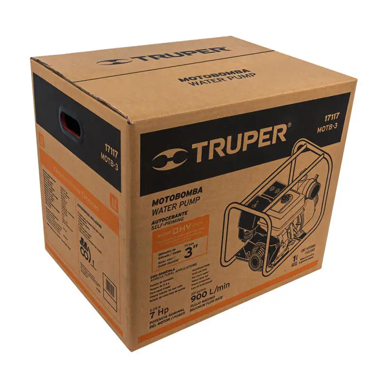 Motobomba autocebante 3" x 3" gasolina 7 hp, truper con Cargador Incluido