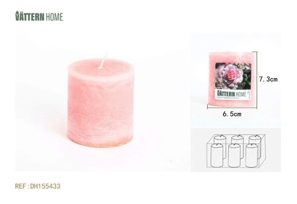 Pilas Alcalinas Vela de pilar de parafina de 6,5 x 7,3 cm con aroma rosa (rosa) que perdura 30 horas
