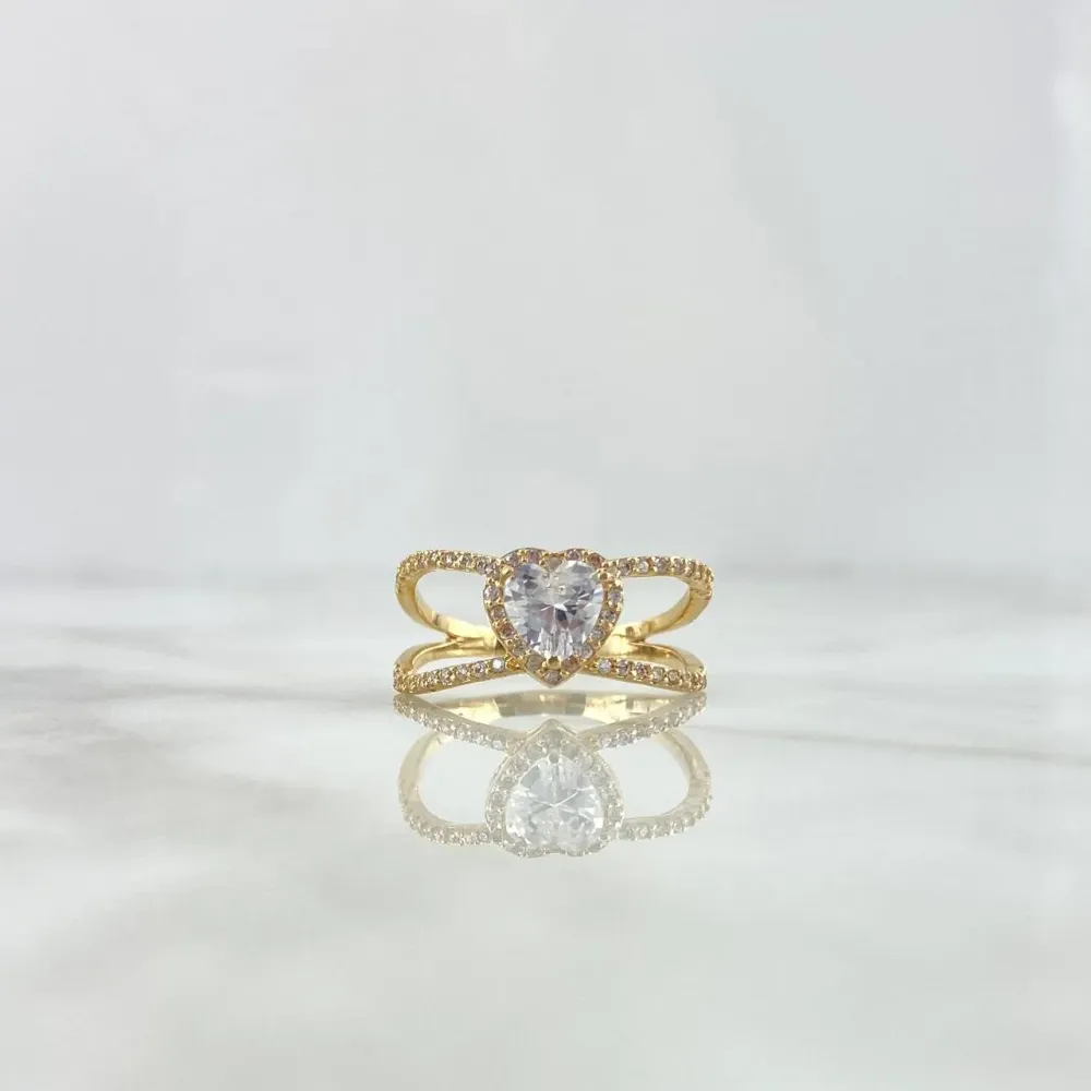 Pilas de Baterí Anillo Corazon Enlazado 3.1gr / T7 1/4 / Circones Blancos Oro Amarillo