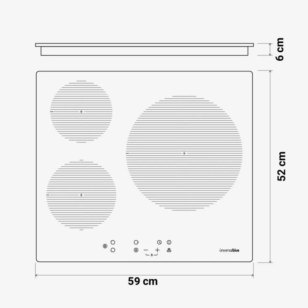 Placa de inducción Meissa 6070 Adaptable Blue 7000W 3 zonas 59 cm