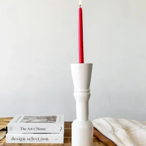Porta Vela Cerámica Esmaltada Columna 37cm - Diseño Exclusivo