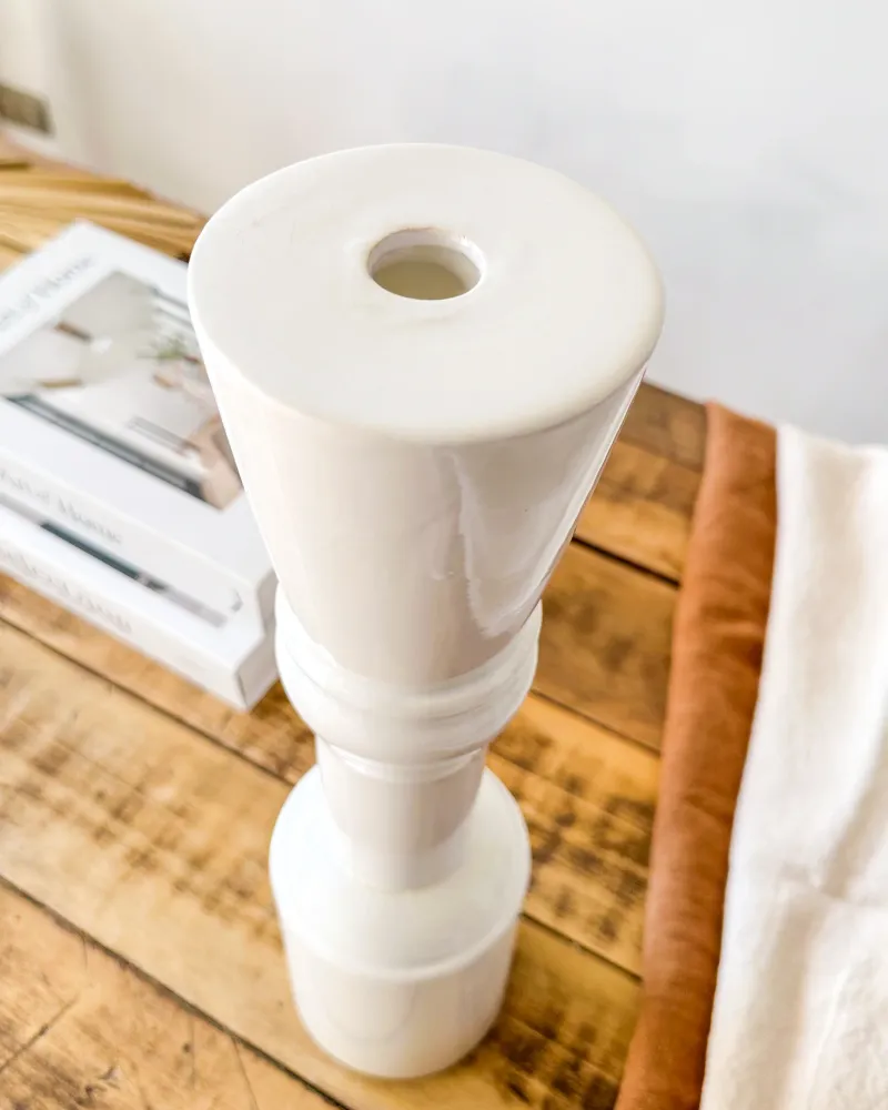 Porta Vela Cerámica Esmaltada Columna 37cm - Diseño Exclusivo