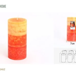 Recargables Premium Vela de pilar de tres colores 7*14,7CM sabor naranja (naranja) de parafina que arde 65 horas