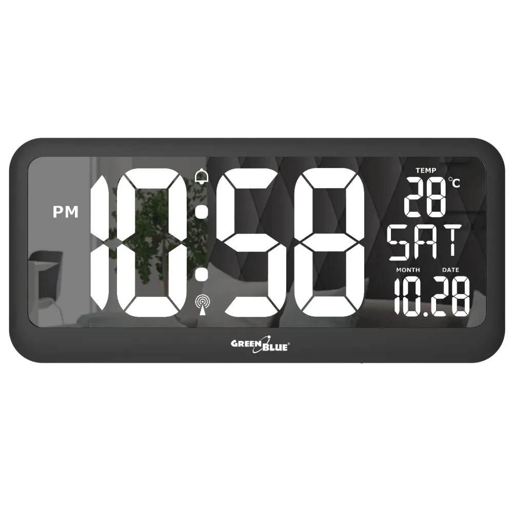 Reloj Digital Amplio con Sensor de Temperatura Pantalla LED 37x17cm Alarma Reloj de Mesa o de Pared Alimentación por Cable...