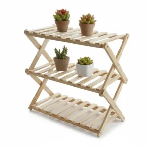 Scaffale pieghevole legno – 3 ripiani (31 × 21 × 47,2 cm)