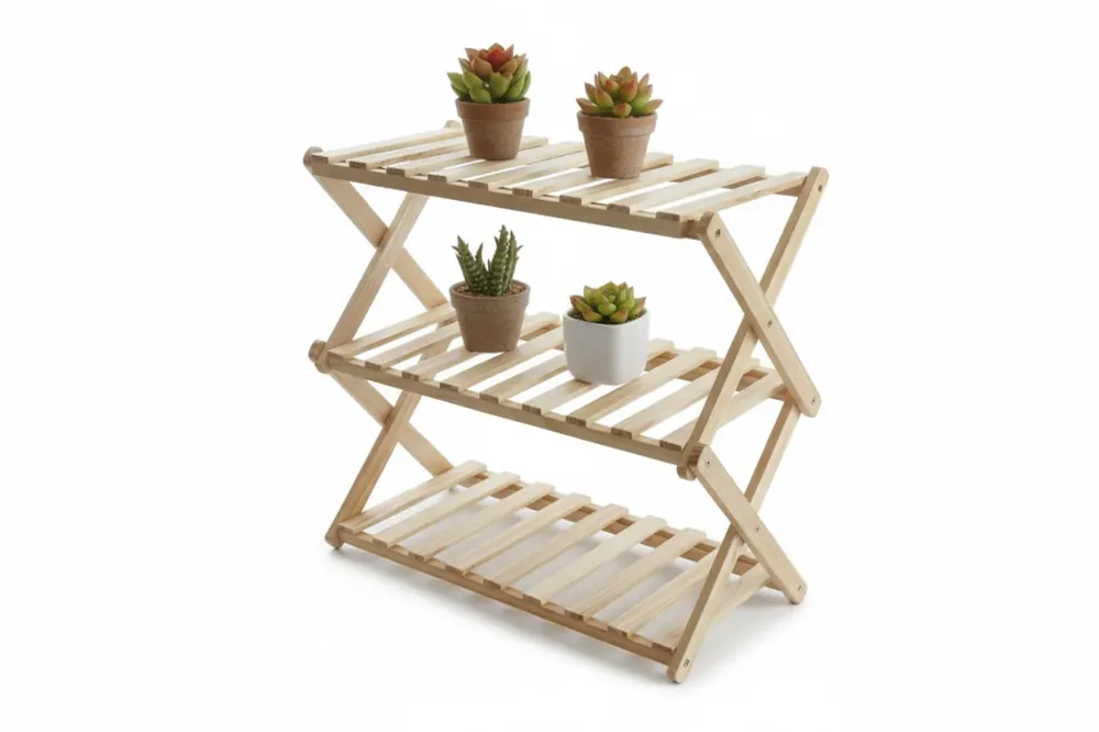 Scaffale pieghevole legno – 3 ripiani (31 × 21 × 47,2 cm)