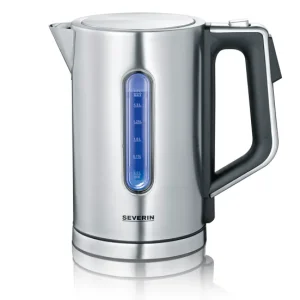 SEVERIN - Hervidor de Agua Con display, 3000 W, 1.7 litros, Acero Inoxidable Cepillado/Negro WK 3418 con Certificación RoHS
