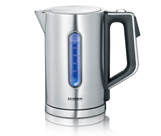 SEVERIN - Hervidor de Agua Con display, 3000 W, 1.7 litros, Acero Inoxidable Cepillado/Negro WK 3418 con Certificación RoHS
