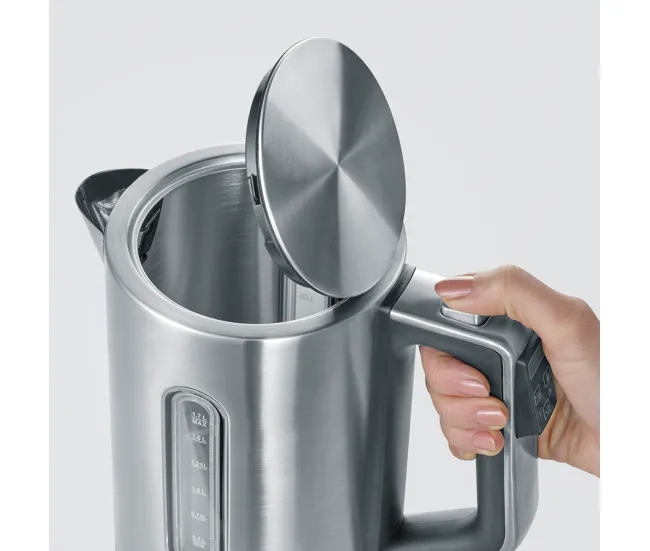 SEVERIN - Hervidor de Agua Con display, 3000 W, 1.7 litros, Acero Inoxidable Cepillado/Negro WK 3418 con Certificación RoHS