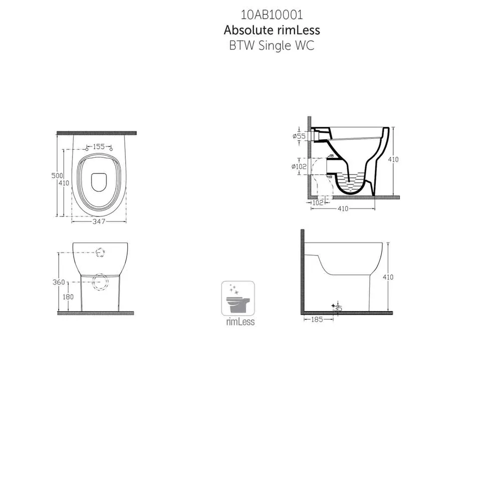 Vaso terra Azzurra Absolute rimless 50x34,7 cm - Ultimo pezzo