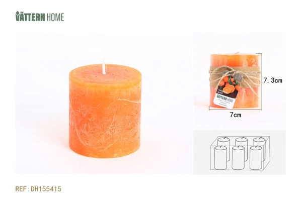Vela de pilar de parafina de 7 x 7,3 cm con sabor naranja (naranja) que persiste 30 horas con Cargador Incluido