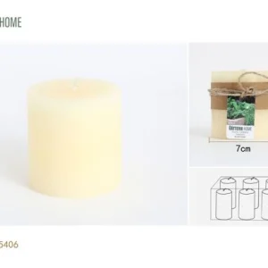 Vela de pilar de 7 x 7,3 cm, de parafina, sabor vainilla (blanco lechoso), duración de combustión de 30 horas | Envío Rápido