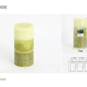 Vela de tres colores en forma de pilar de 7 x 14,7 cm con sabor bosque de parafina (verde) que perdura 65 horas para Dispo...