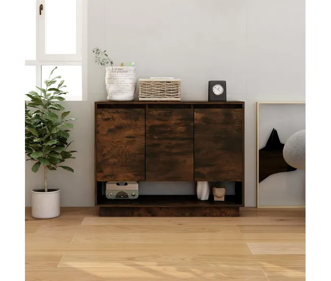 vidaXL Aparador de madera de ingenierí roble ahumado 97x31x75 cm para Dispositivos de Alto Consumo