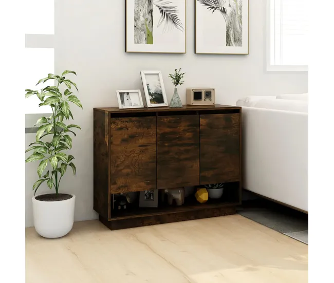vidaXL Aparador de madera de ingenierí roble ahumado 97x31x75 cm para Dispositivos de Alto Consumo